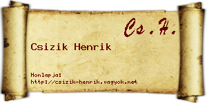 Csizik Henrik névjegykártya